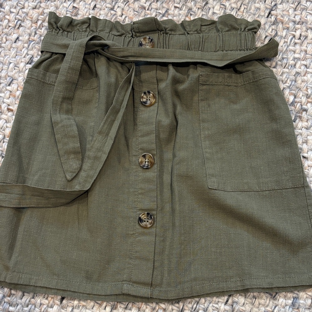 SHEIN Olive Elastic Green Button-Front Skirt